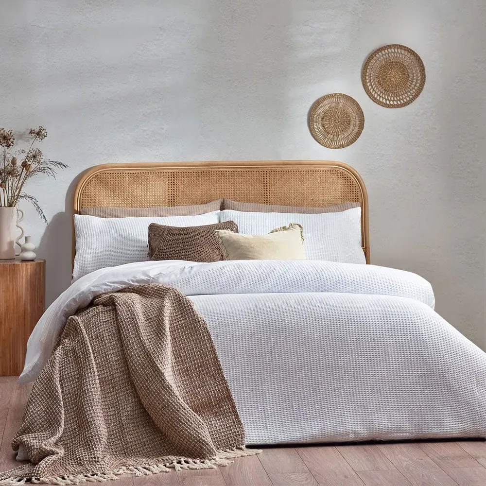 King Size Chunky Waffle Duvet Set - White, Cotton