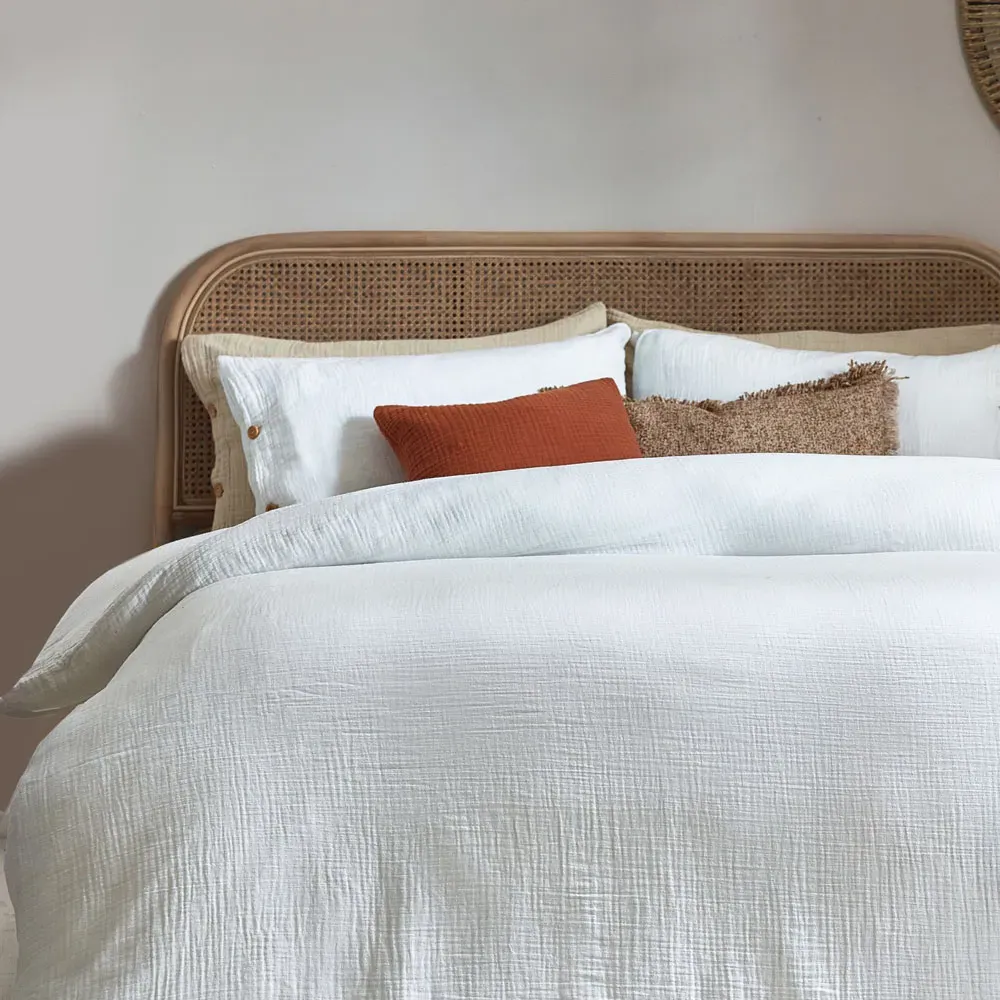 Lark Double Muslin Cotton Duvet Set - White