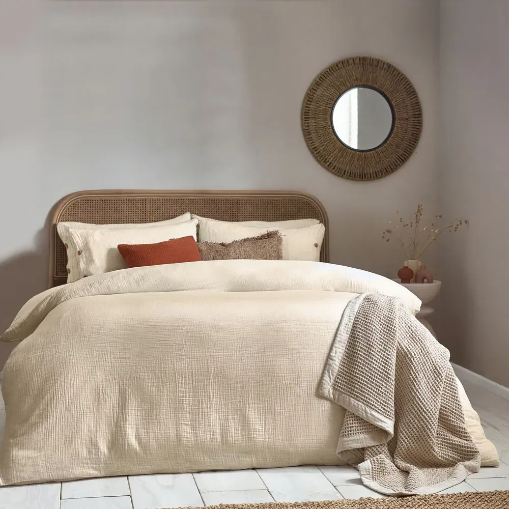 Lark King Size Duvet Set - Natural, Muslin Cotton