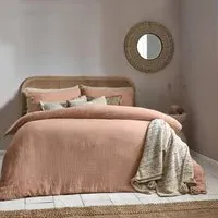 Lark King Size Duvet Set - Pink Clay, Muslin Cotton