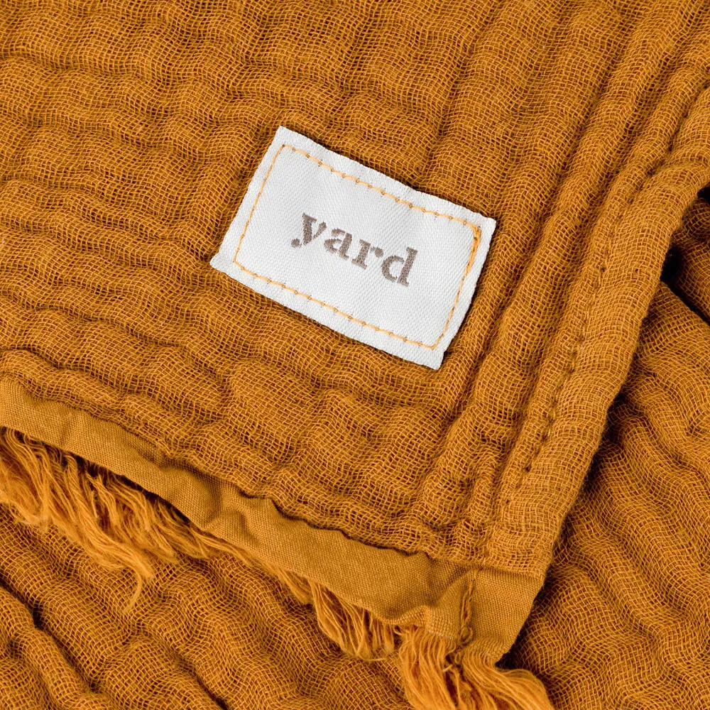 Lark Large Muslin Cotton Throw - Cumin