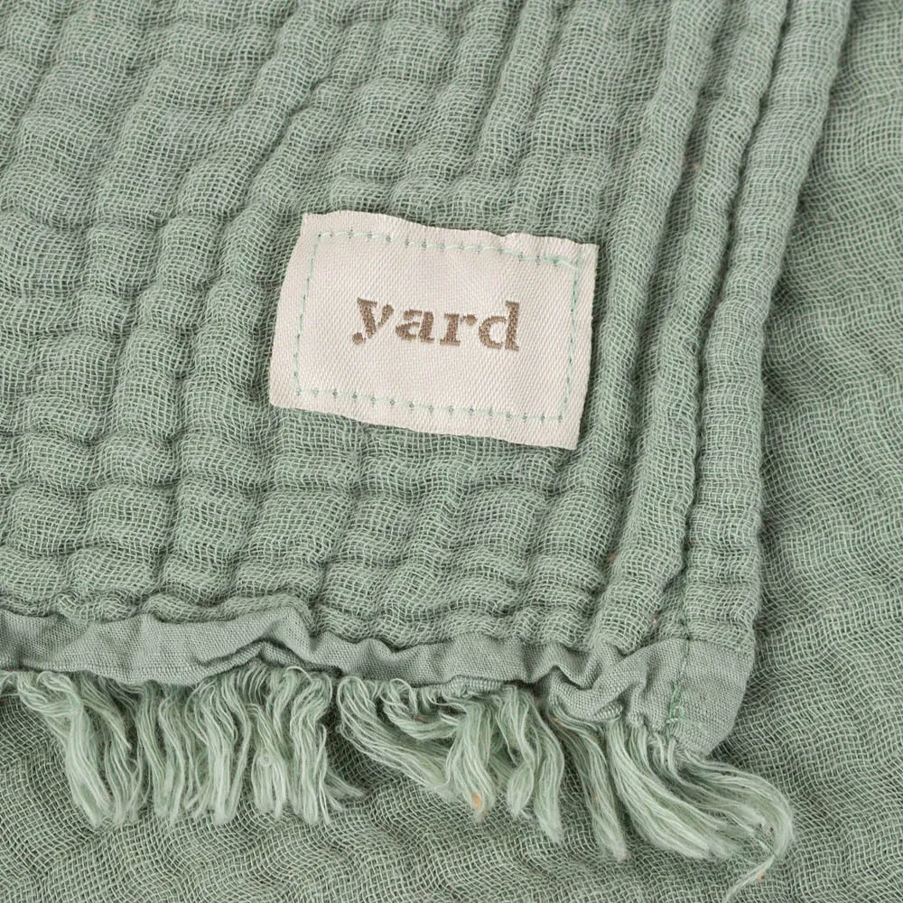 Lark Large Muslin Cotton Throw - Eucalyptus Green