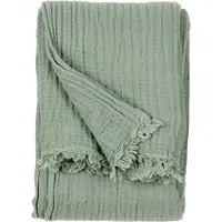 Lark Large Muslin Cotton Throw - Eucalyptus Green