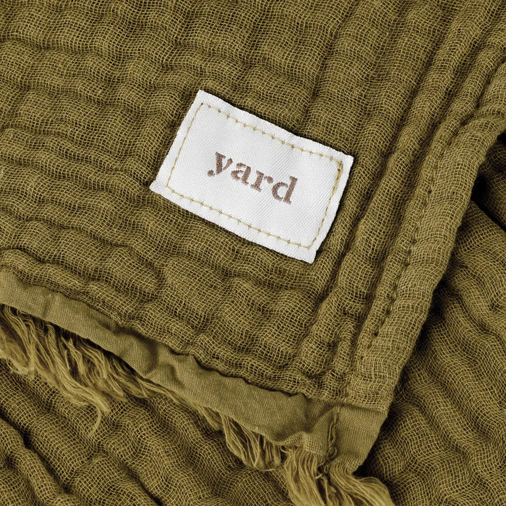 Lark Large Muslin Cotton Throw - Khaki Green