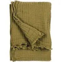Lark Large Muslin Cotton Throw - Khaki Green
