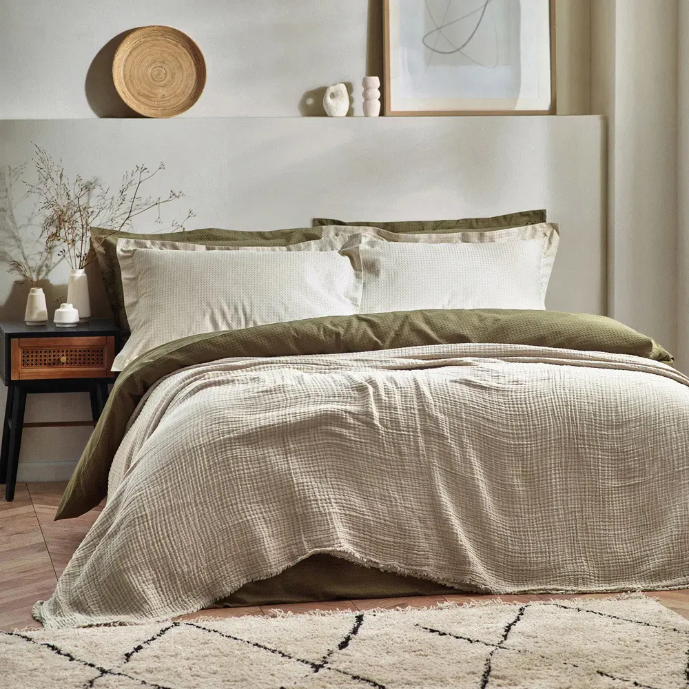 Lark Large Muslin Cotton Throw - Natural