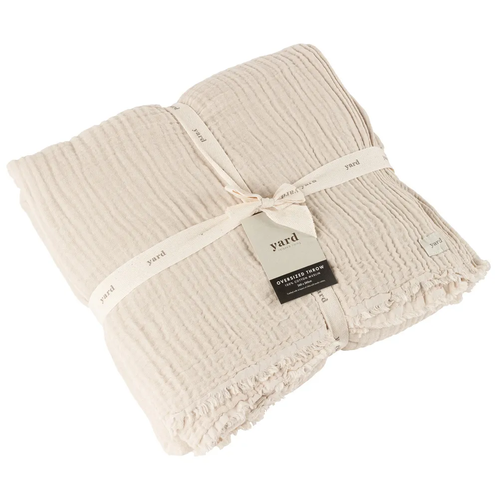 Lark Large Muslin Cotton Throw - Natural
