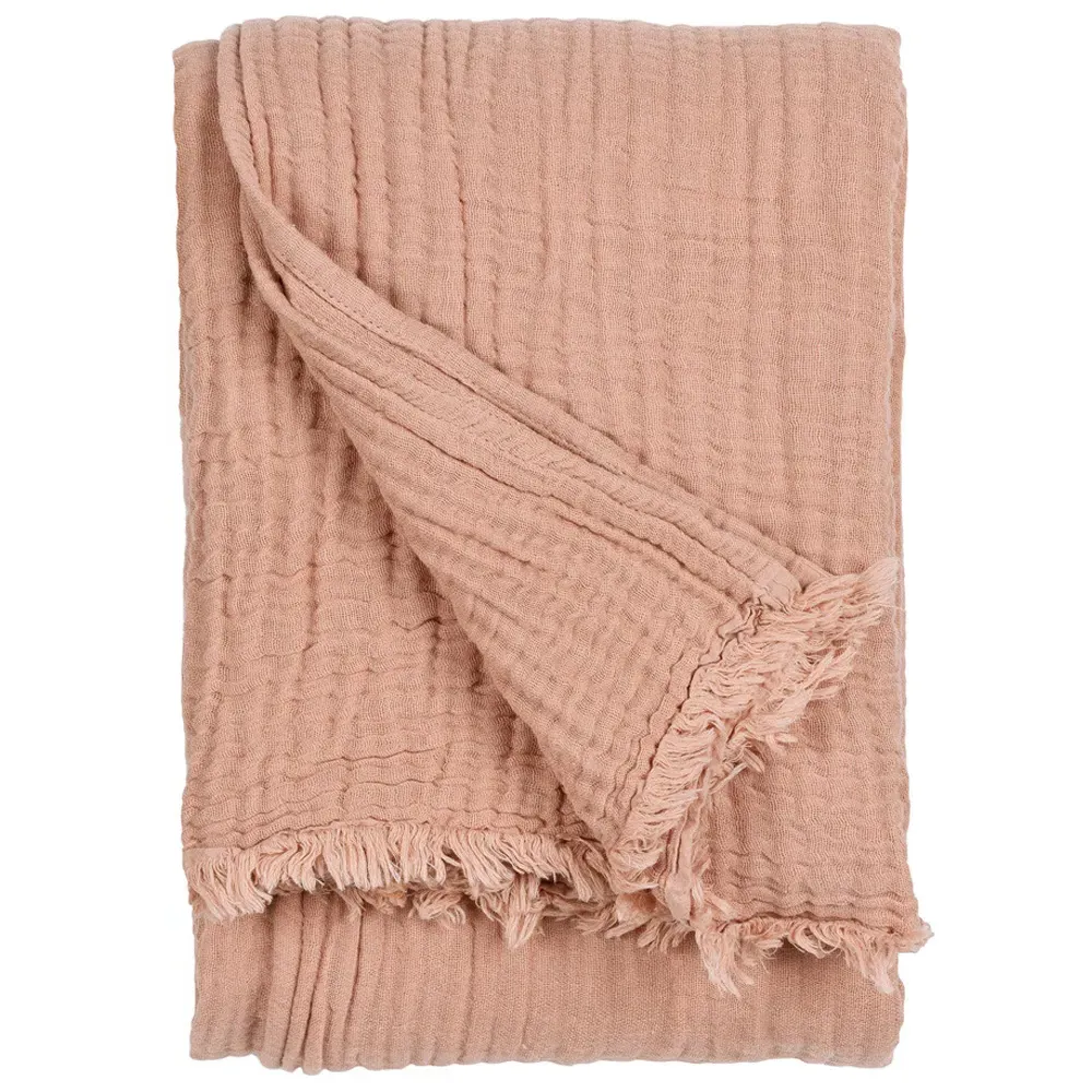 Lark Large Muslin Cotton Throw - Pink Clay
