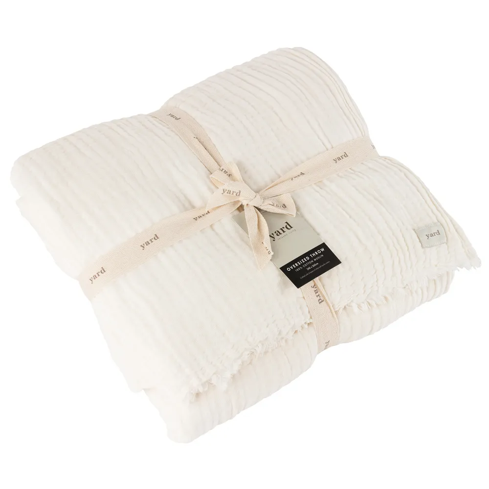 Lark Large Muslin Cotton Throw - White