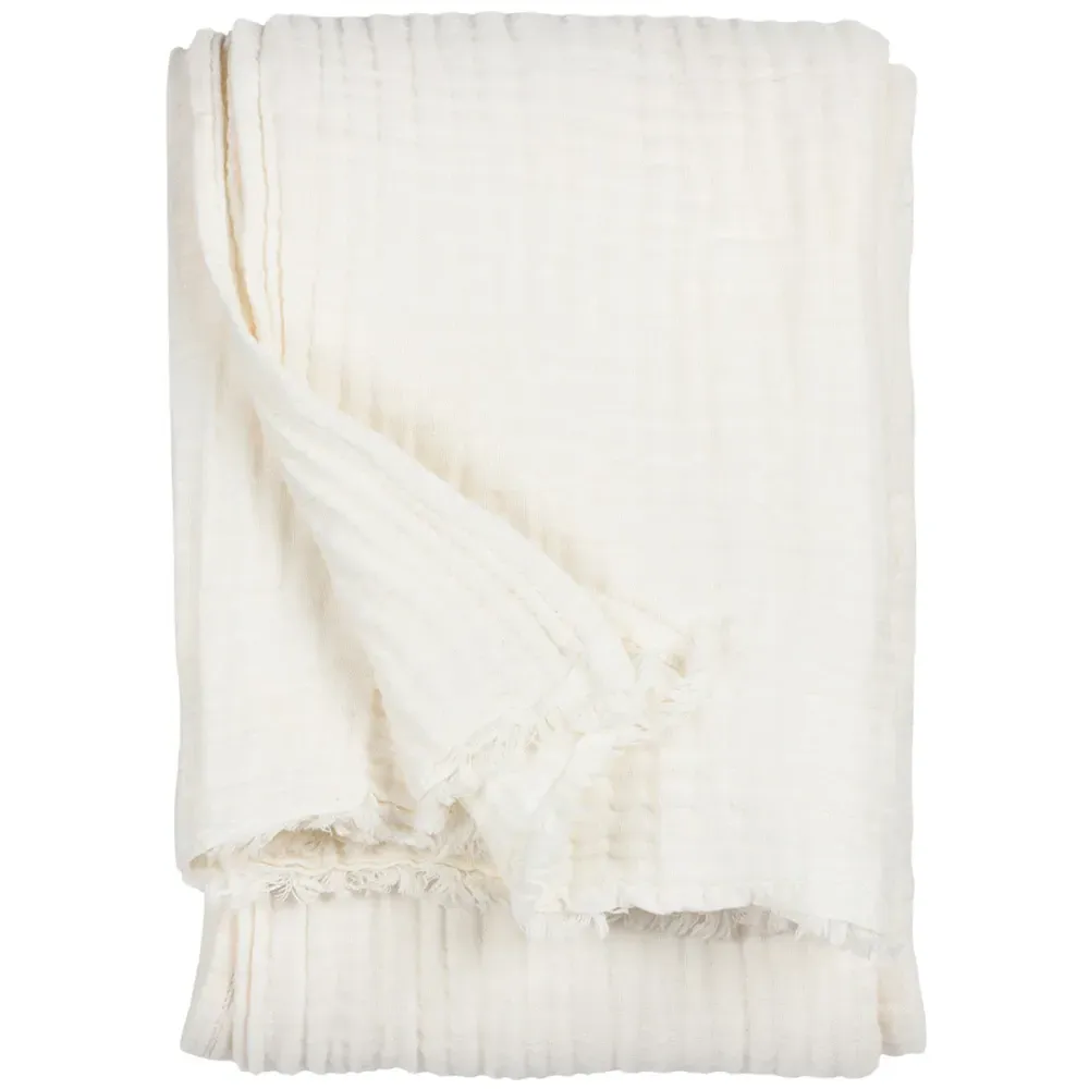 Lark Large Muslin Cotton Throw - White