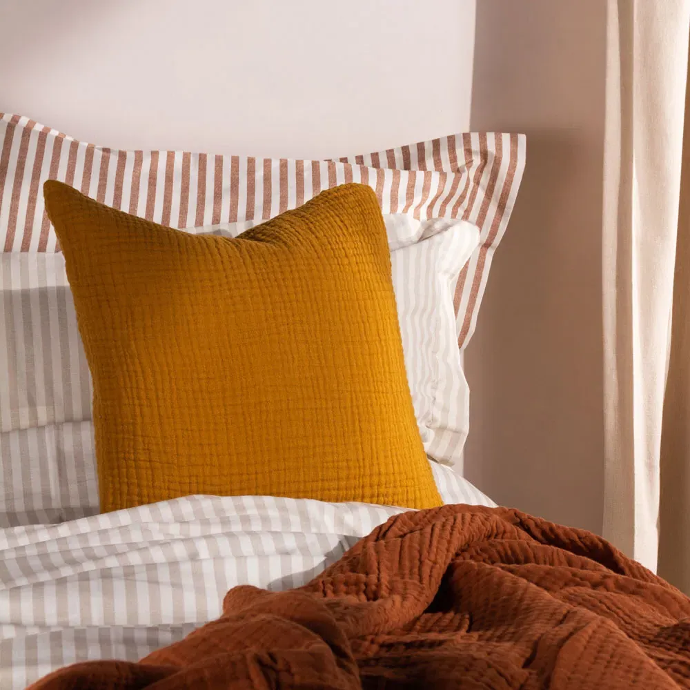 Lark Muslin Cotton Cushion - Cumin