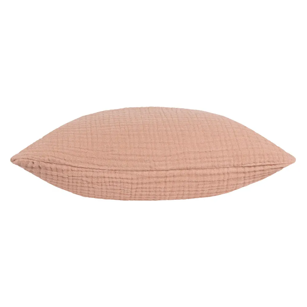 Lark Muslin Cotton Cushion - Pink Clay