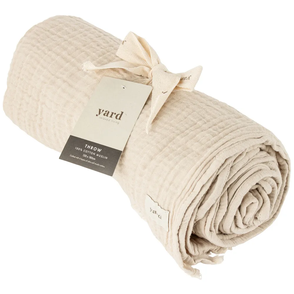 Lark Muslin Cotton Throw - Cream