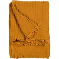 Lark Muslin Cotton Throw - Cumin