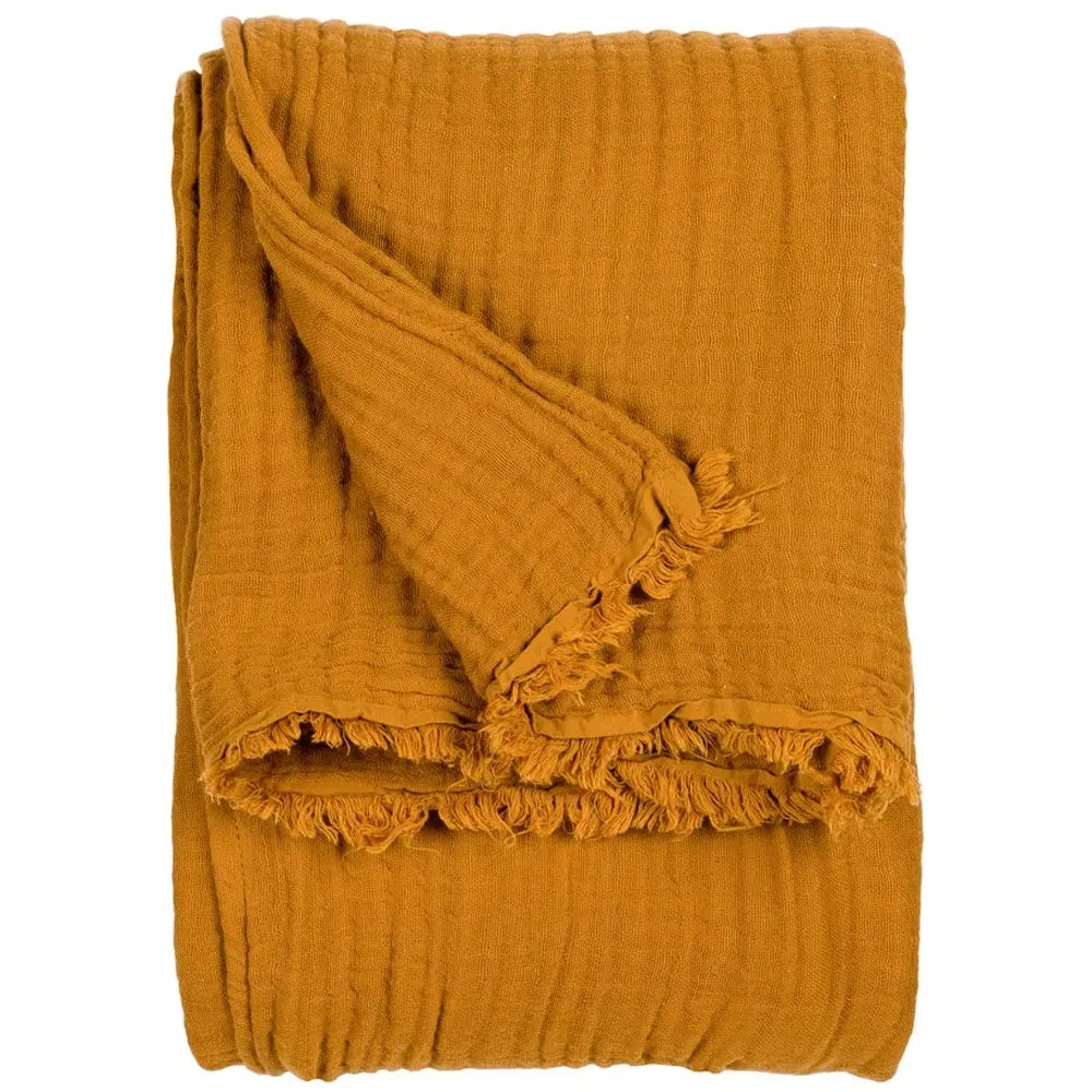 Lark Muslin Cotton Throw - Cumin