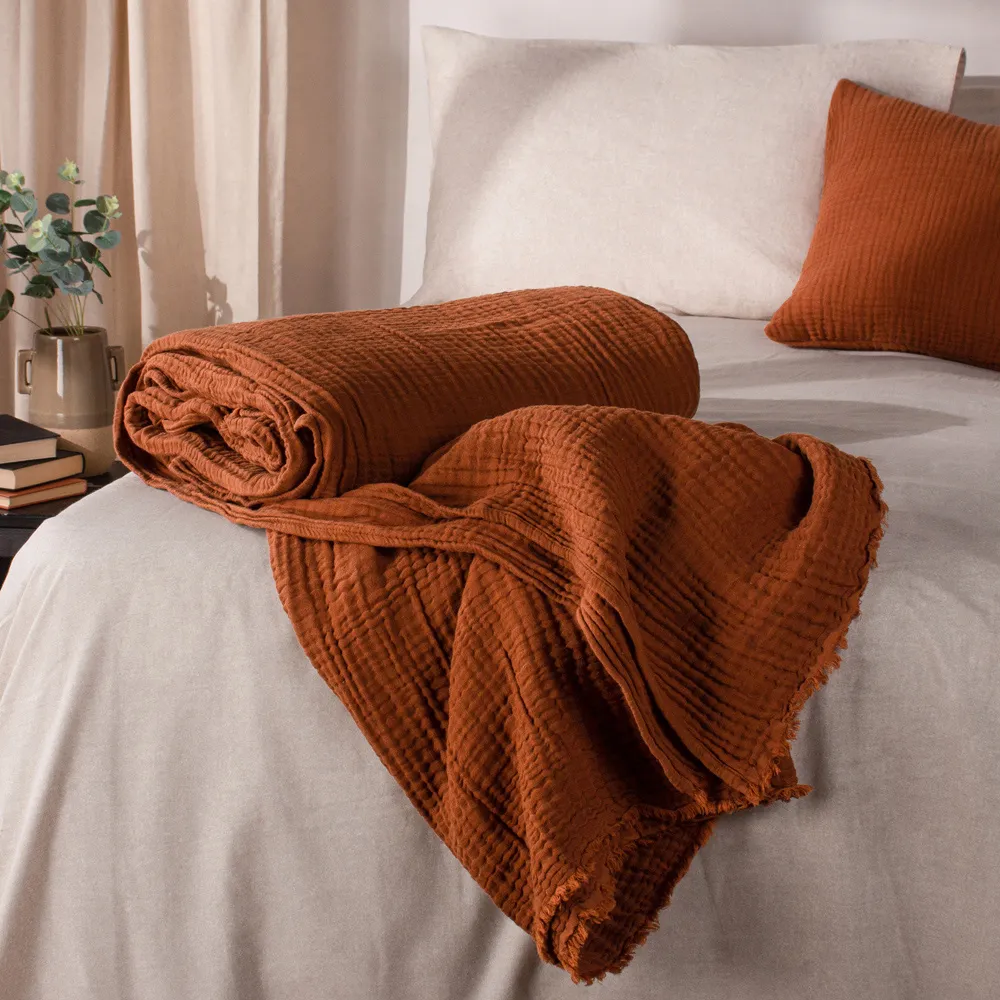 Lark Muslin Cotton Throw - Pecan