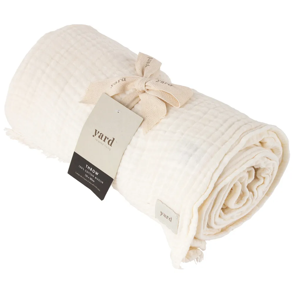 Lark Muslin Cotton Throw - White