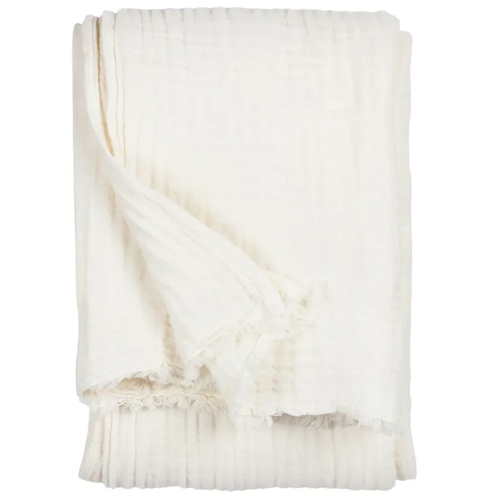 Lark Muslin Cotton Throw - White
