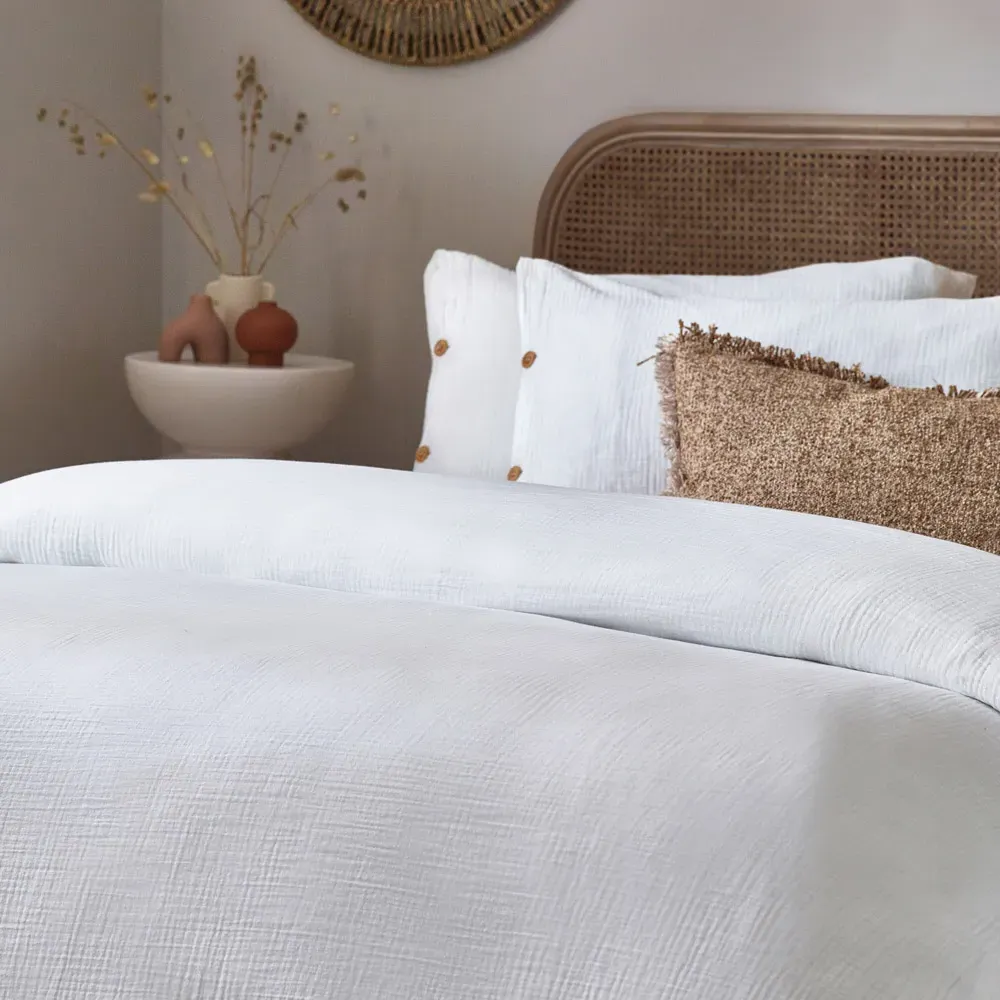Lark Single Duvet Set - Natural, Muslin Cotton