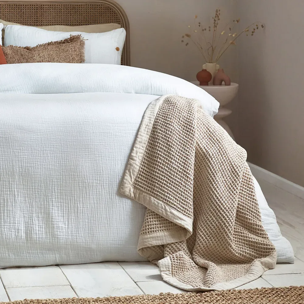 Lark Single Duvet Set - Natural, Muslin Cotton