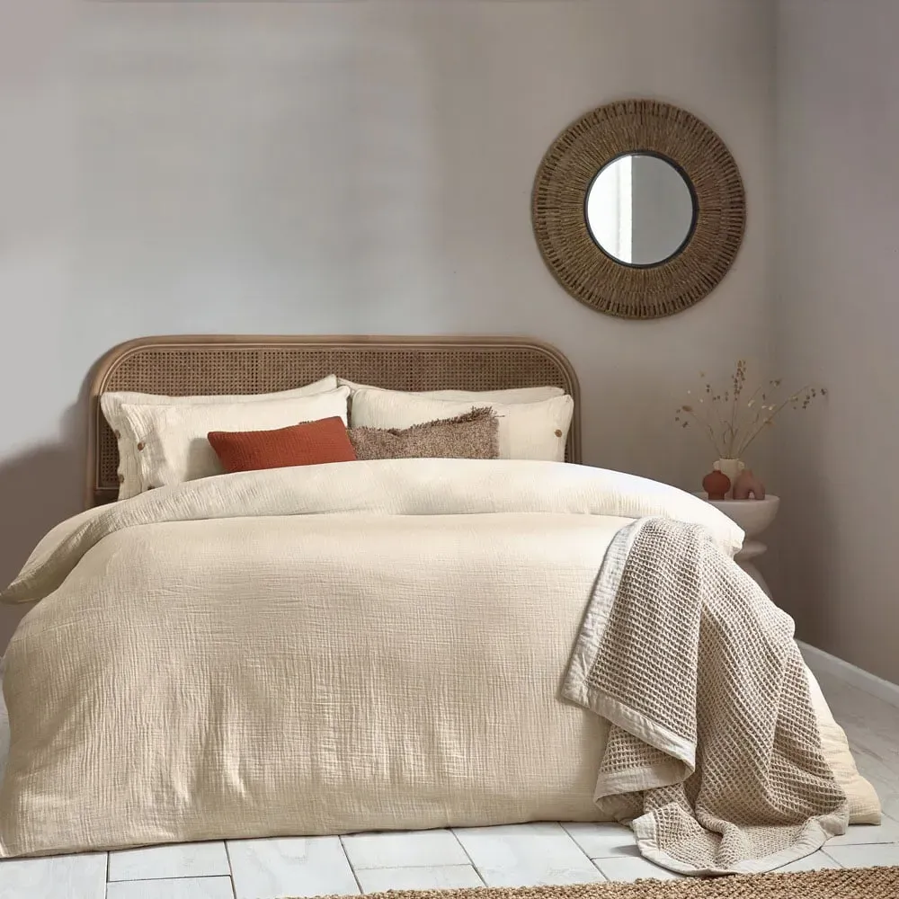 Lark Single Duvet Set - White, Muslin Cotton