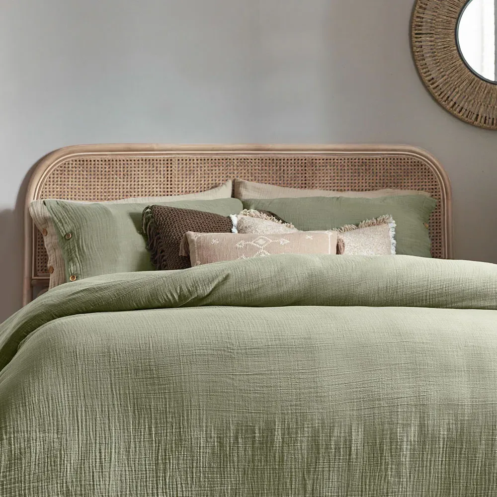 Lark Single Muslin Cotton Duvet Set - Eucalyptus