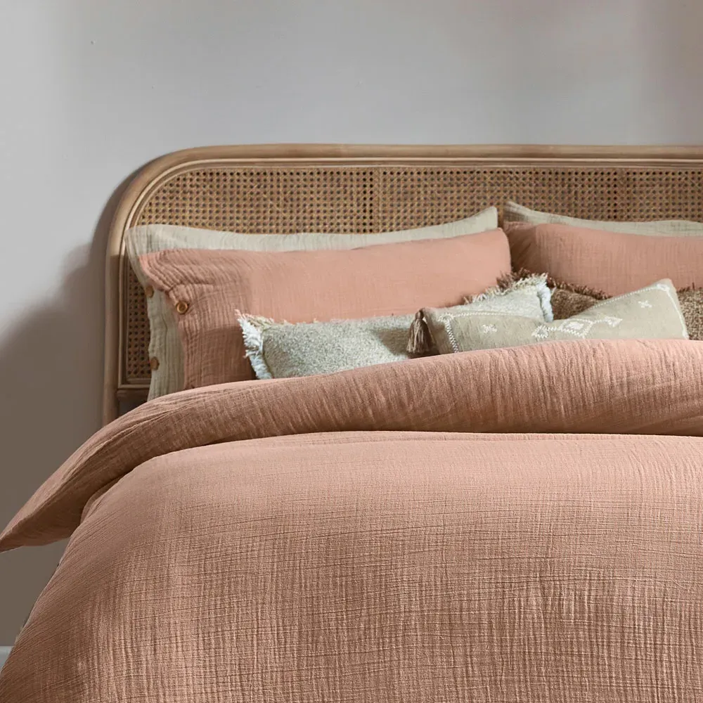 Lark Super King Duvet Set - Pink Clay, Muslin Cotton