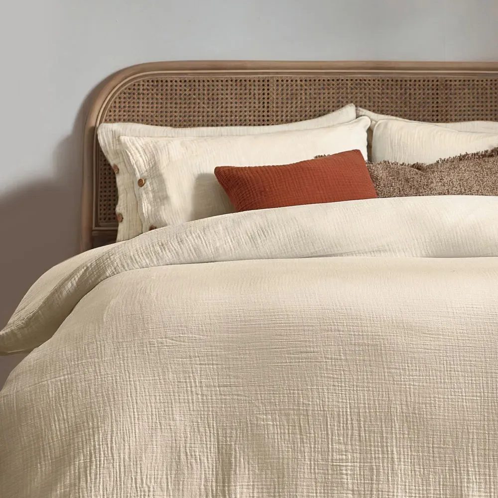 Lark Super King Muslin Cotton Duvet Set - Natural