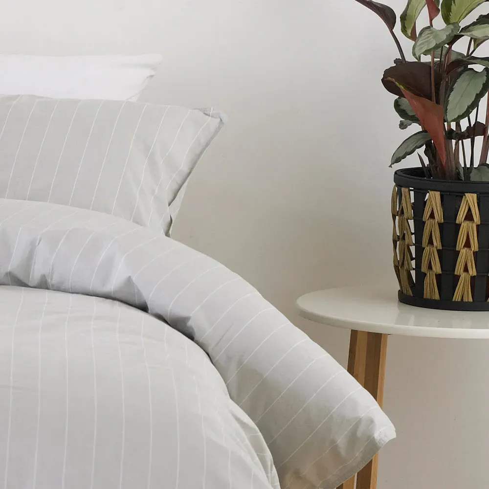 Linear Single Duvet Set - Grey