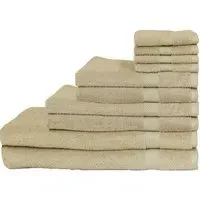 Loft Combed Cotton Towel Bundle Set of 10 - Oatmeal