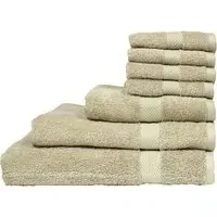 Loft Combed Cotton Towel Bundle with Bath Sheets Set of 7 - Oatmeal