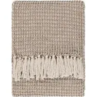 Lorne Waffle Fringed Throw - Biscuit, Cotton