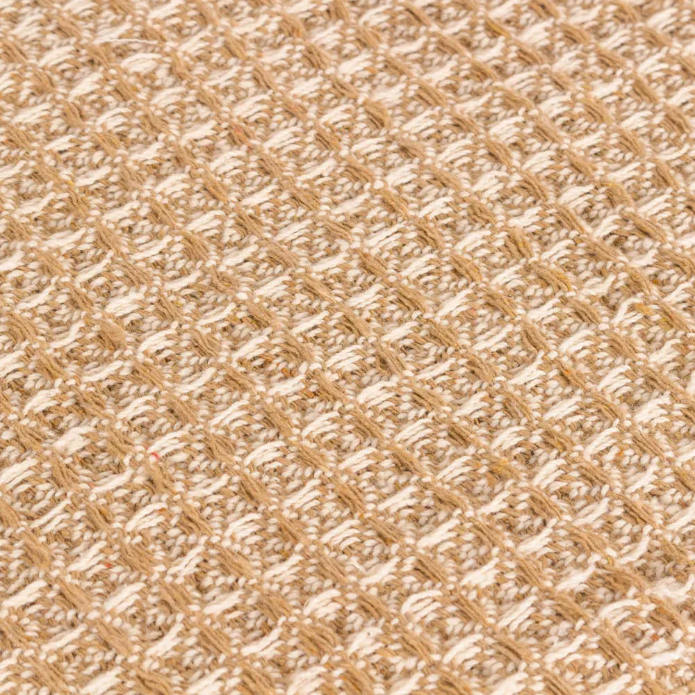 Lorne Waffle Fringed Throw - Honey, Cotton