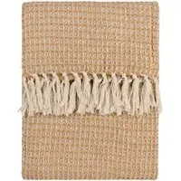 Lorne Waffle Fringed Throw - Honey, Cotton