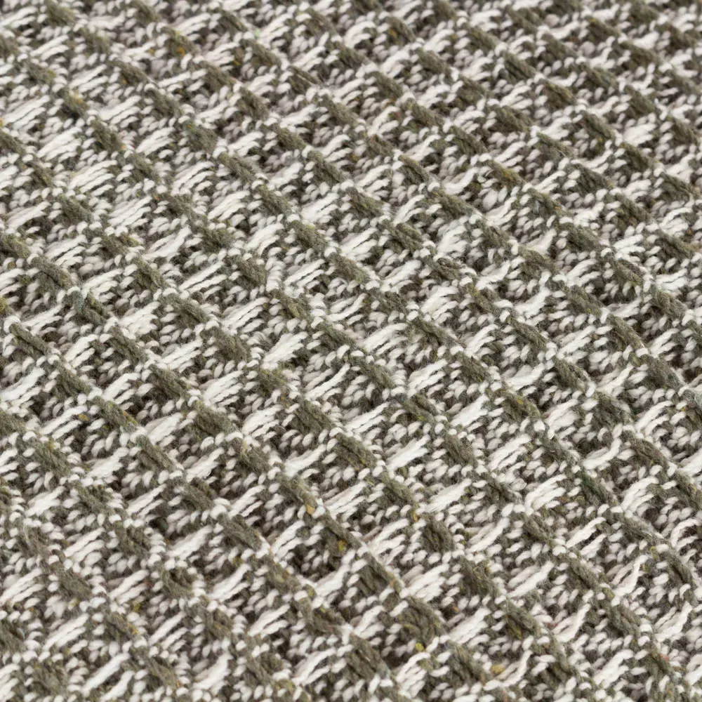 Lorne Waffle Fringed Throw - Lichen, Cotton