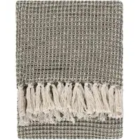 Lorne Waffle Fringed Throw - Lichen, Cotton