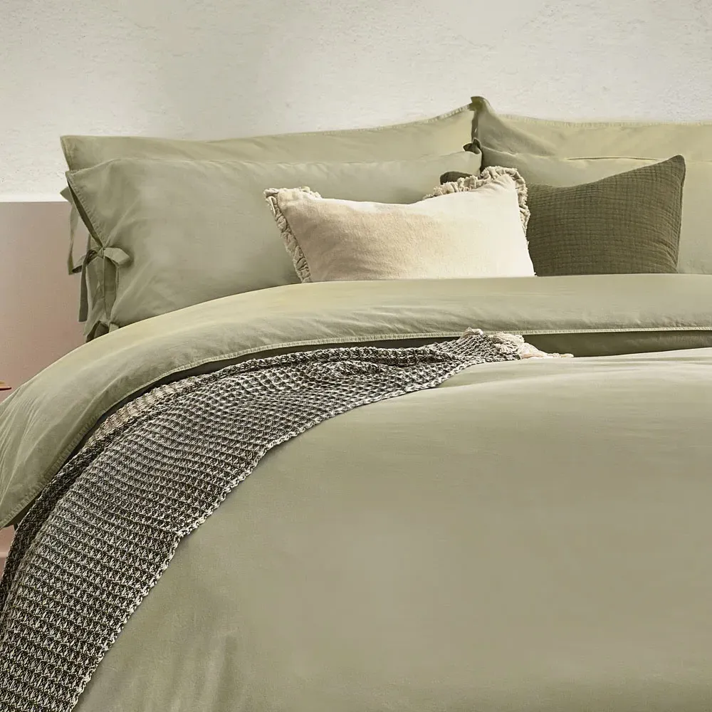 Mallow Bow Tie King Size Duvet Set - Green, Cotton