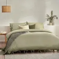 Mallow Bow Tie Single Duvet Set - Green, Cotton