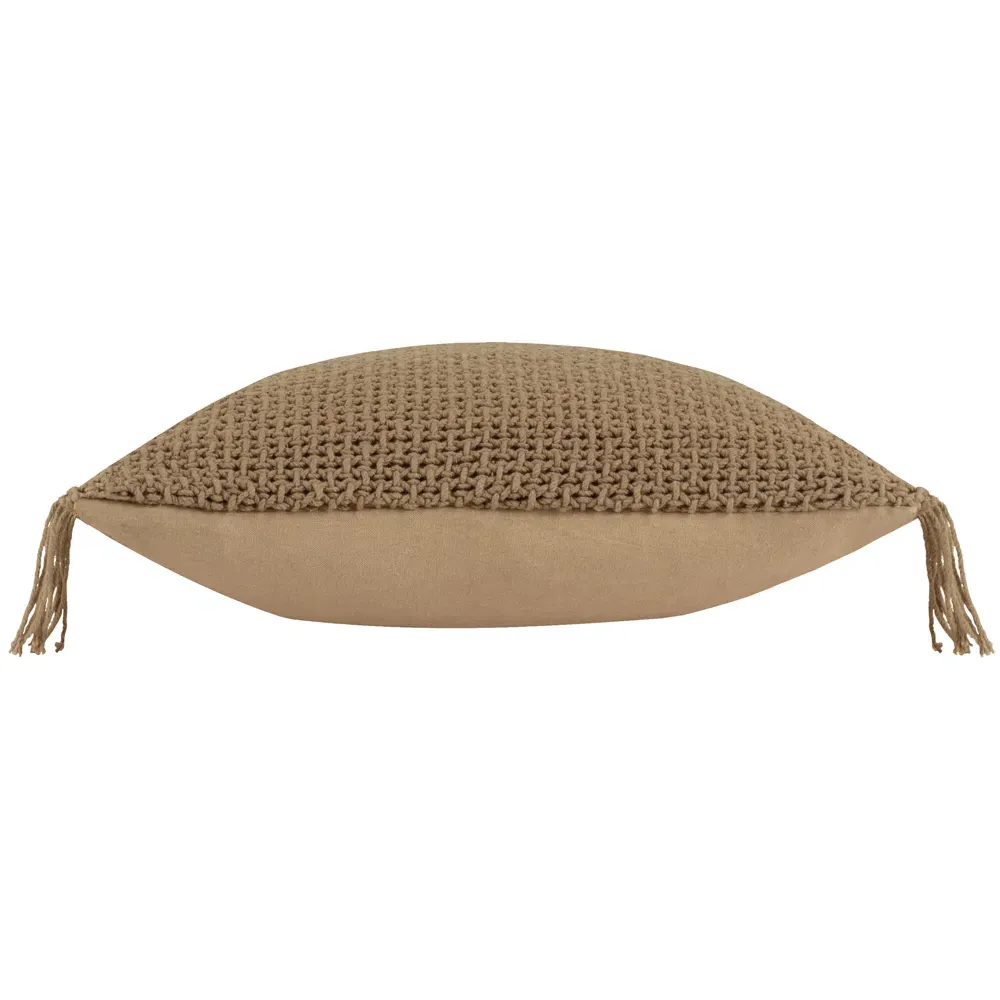 Nimble Knitted Cushion - Brown, Cotton
