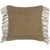 Nimble Knitted Cushion - Brown, Cotton