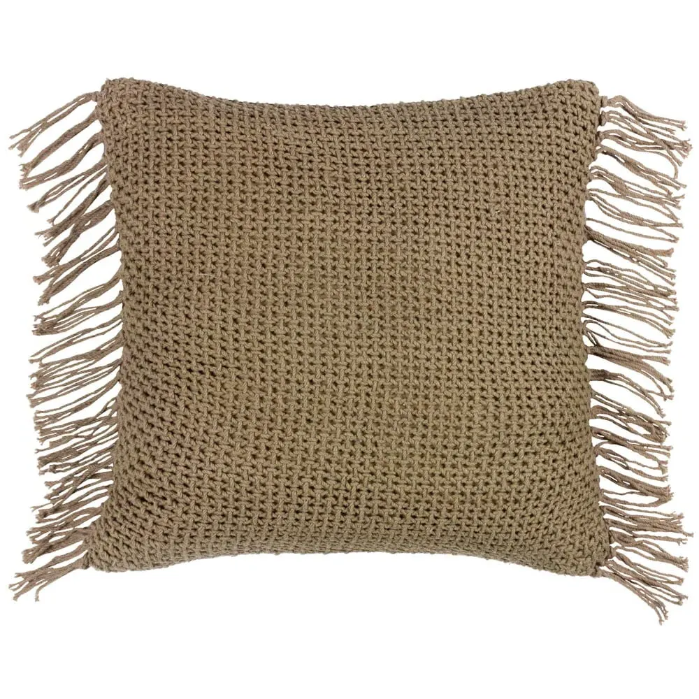 Nimble Knitted Cushion - Brown, Cotton image