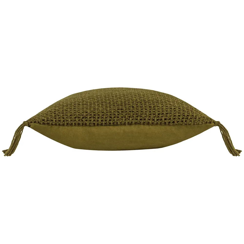 Nimble Knitted Cushion - Green, Cotton