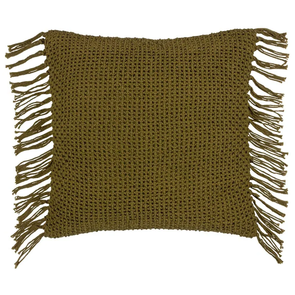 Nimble Knitted Cushion - Green, Cotton