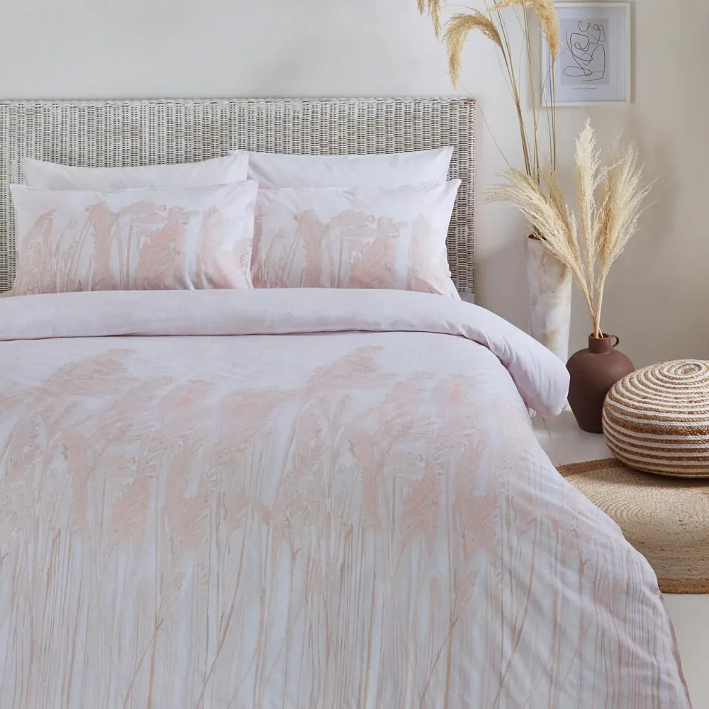 Pampas Single Duvet Cover Set - Blush, Cotton image