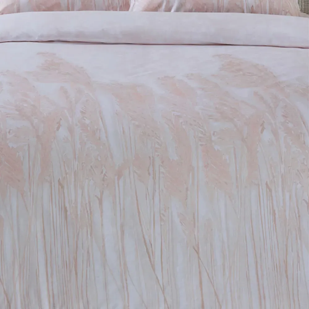 Pampas Super King Size Duvet Cover Set - Blush, Cotton