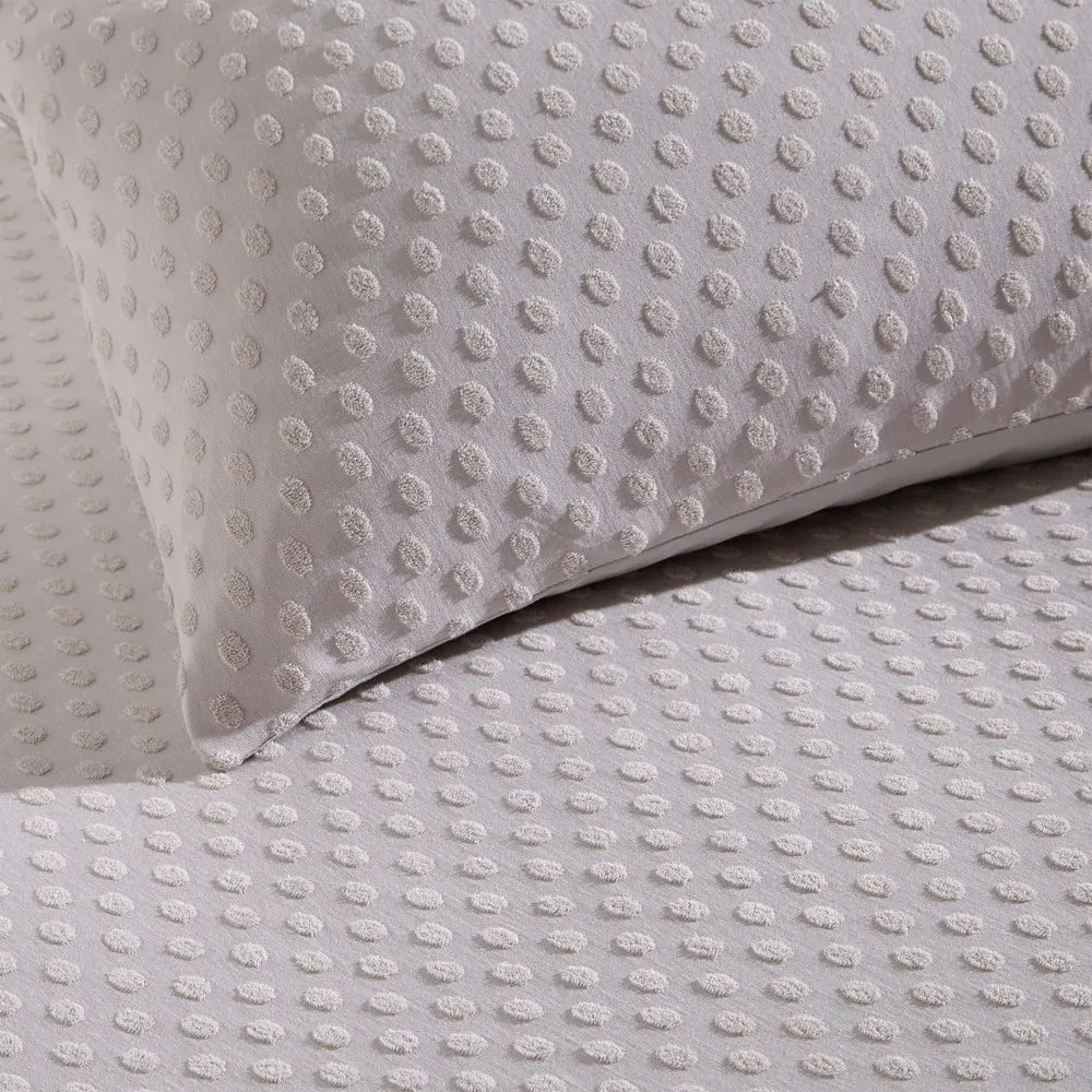 Polka Double Tuft Duvet Cover Set - Grey, Cotton