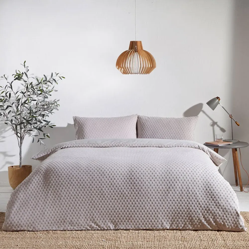 Polka Double Tuft Duvet Cover Set - Grey, Cotton