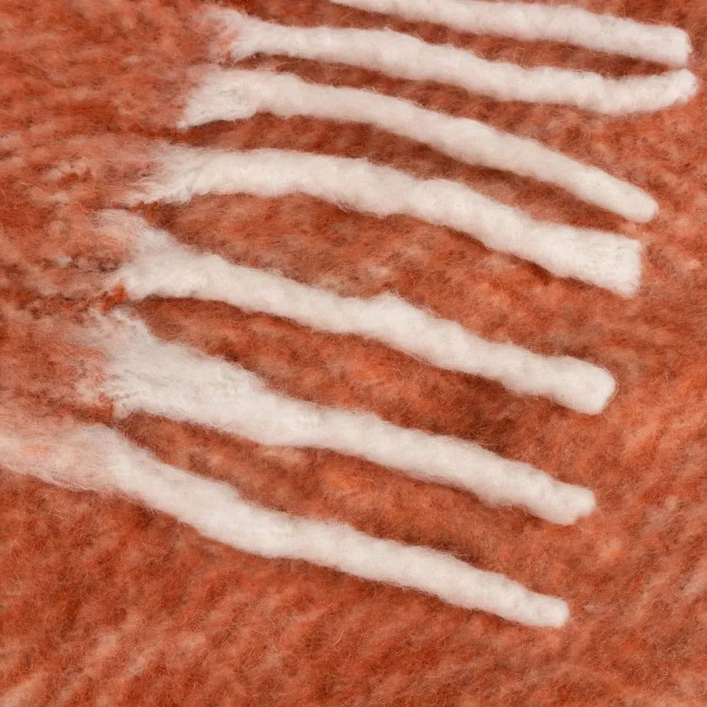 Rawton Ombre Herringbone Throw - Brick Flint