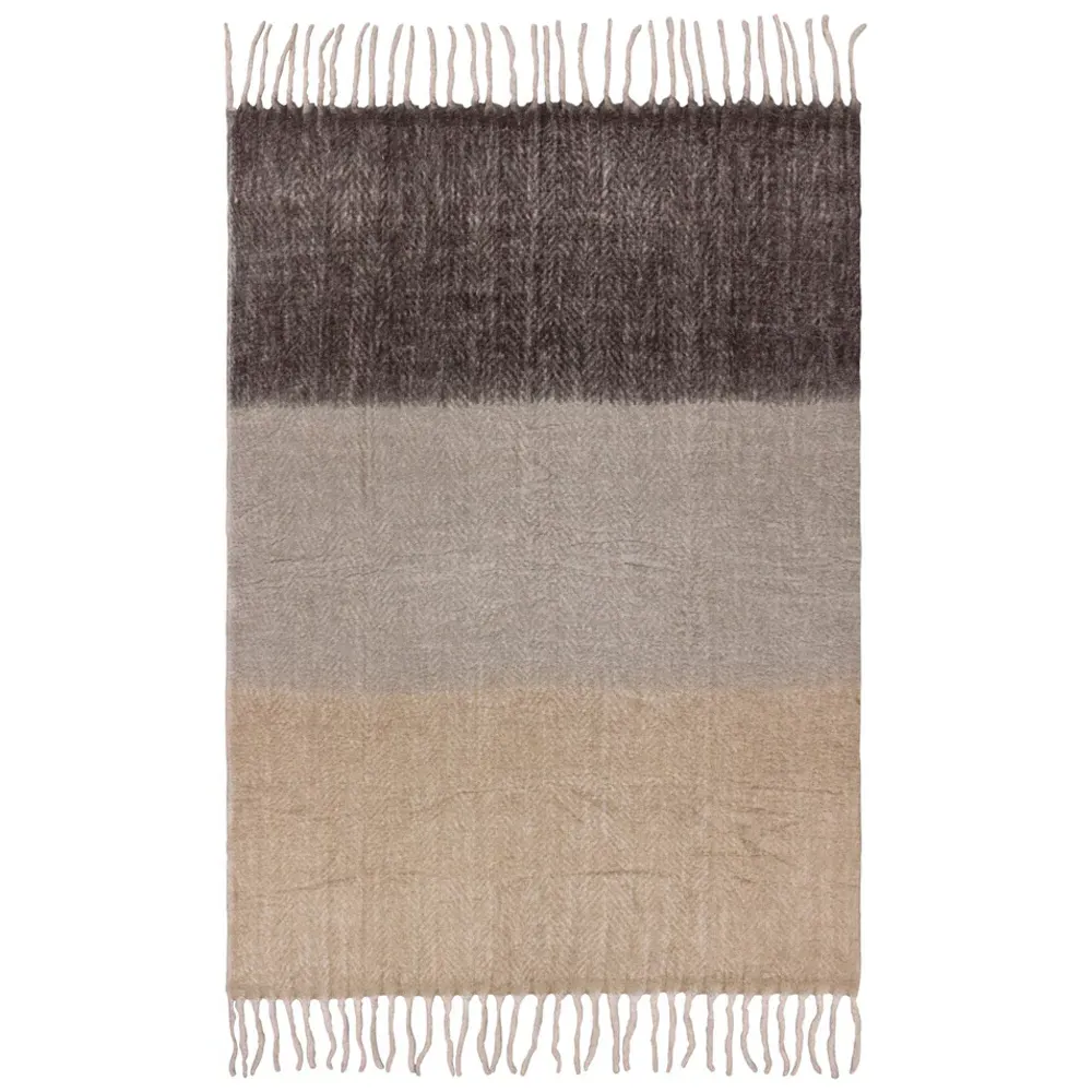 Rawton Ombre Herringbone Throw - Flint Black