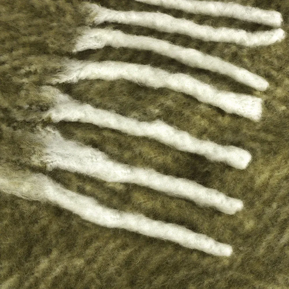 Rawton Ombre Herringbone Throw - Natural Moss